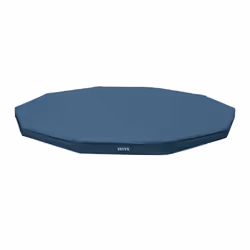 INTEX 28031E Pool Cover For 12ft Round Metal Frame Pools Includes Rope Tie Drain Holes 10in Overhang Snug Fit
