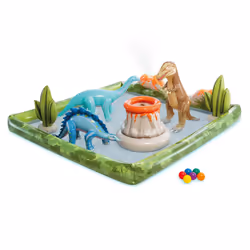 INTEX Jurassic Adventure Inflatable Kiddie Pool Inflatable Kids Pool with Water Sprayer and Slide Includes Inflatable Dinosa ...