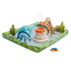 INTEX Jurassic Adventure Inflatable Kiddie Pool Inflatable Kids Pool with Water Sprayer and Slide  Includes Inflatable Dinosau