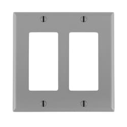 Leviton 2-Gang Decora/GFCI Device Decora Wallplate/Faceplate, Standard Size, Thermoplastic Nylon, Device Mount, - Gray