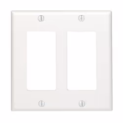 Leviton 2-Gang Decora/GFCI Device Decora Wallplate/Faceplate, Standard Size, Thermoplastic Nylon, Device Mount, - White, Whit ...