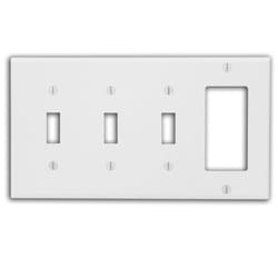 Leviton LEV P326-W WALL PLATE,COMBINATION; 4 GANGS; (3)TOGGLE (1) White