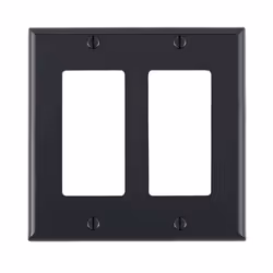 Leviton 2-Gang Decora/GFCI Device Decora Wallplate/Faceplate, Standard Size, Thermoplastic Nylon, Device Mount, - Black, Blac ...