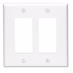 Leviton 2-Gang Decora/GFCI Device Decora Wallplate/Faceplate, Midway Size, Thermoplastic Nylon, Device Mount, - White, White, ...