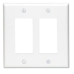Leviton 2-Gang Decora/GFCI Device Decora Wallplate/Faceplate, Midway Size, Thermoplastic Nylon, Device Mount, - White