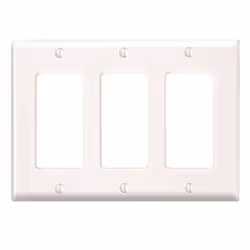 Leviton 3-Gang, Midway Size, Thermoplastic Nylon, Device Mount, Decora/GFCI Device Decora Wallplate/Faceplate - White, White, ...