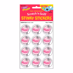 Wow!/Bubble Gum Retro Stinky Stickers by TREND; 24 Seals/Pack - Authentic 1980s Designs!
