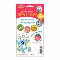 Hot Shot/Cinnamon Scent Retro Scratch 'n Sniff Stinky Stickers by TREND; 24 Seals/Pack - Authentic 1980s Designs!