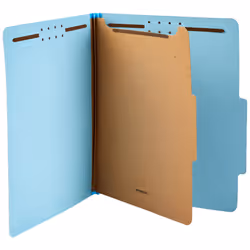Amazon Basics Classification Folder- 100% Recycled  1 Divider  2"""""""" Embedded  10 Count per Box  12.20 x 10.61 Inch (Letter)  Light Blue