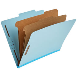 Amazon Basics Classification Folder  100% Recycled  2 Dividers  2"""" Embedded  12.17 x 10.39 Inch (Letter)  Light Blue  10 Count per Box
