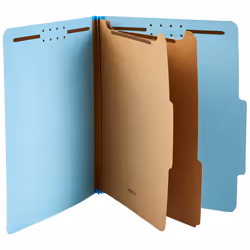 Amazon Basics Classification Folder  100% Recycled  2 Dividers  2"""" Embedded  12.17 x 10.39 Inch (Letter)  Light Blue  10 Count per Box