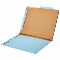 Amazon Basics Classification Folder  100% Recycled  2 Dividers  2"""" Embedded  12.17 x 10.39 Inch (Letter)  Light Blue  10 Count per Box