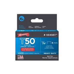 Arrow Fastener Co. .25in. T50 Stainless Steel Staples 504SS1