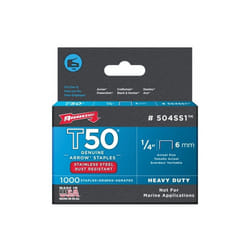 Arrow Fastener Co. .25in. T50 Stainless Steel Staples  504SS1