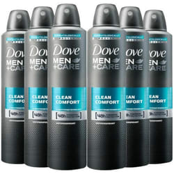 Dove Men + Care Clean Comfort Spray  International Version  250 ML (6 Pack)