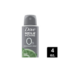 Dove Men+Care 0% Aluminum Deodorant Spray Lime & Sage Aluminum free 4 oz