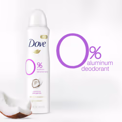 Dove 0 percent Deodorant Spray For 48 Hour Protection Coconut and Pink Jasmine Aluminum Free Deodorant 4 oz 3 Count  White  4 Ounce (Pack of 3)