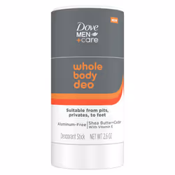 Dove Men+Care Whole Body Deo Aluminum-Free Deodorant Stick Shea Butter + Cedar from Pits  Privates  to Feet with Vitamin E 2. ...