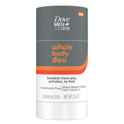 Dove Men+Care Whole Body Deo Aluminum-Free Deodorant Stick Shea Butter + Cedar from Pits  Privates  to Feet with Vitamin E 2.6 oz