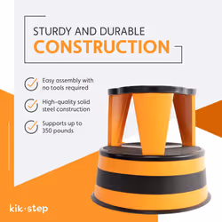 Cramer Kik Step Steel Step Stool - Two Step Stool  Holds 350 lbs (Orange)