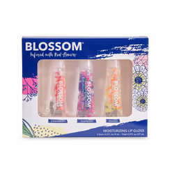 Blossom Scented Moisturizing Lip Gloss Tubes  Infused with Real Flowers  0.9 fl. oz/27ml  3 pack Gift Set  Strawberry/Raspber ...