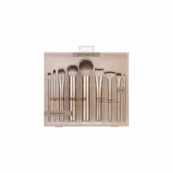 REAL TECHNIQUES Au Naturale Makeup Brush Kit, For Foundation, Powders, and Concealers, Premium Quality Face Brushes, 9 Piece Set, Gold