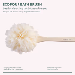 EcoTools EcoPouf Bath Brush  Loofah Brush for Bath & Shower  Made with Long Handle & Recycled  Soft Netting for Gentle Exfoliation  Back Brush for Men