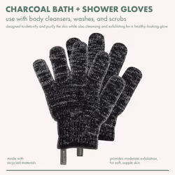 EcoTools Charcoal Bath + Shower Gloves  Exfoliating Gloves Remove Dead Skin & Cleanse Whole Body  Bath Gloves Infused With Charcoal To Scrub & Purify