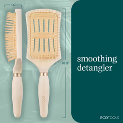 EcoTools Smoothing Detangler Hairbrush  Brush For Wet Or Dry Hair  Pain-Free Detangling  Style & Smooth Hair  Heat Resistant Brush  Renewable Bamboo &