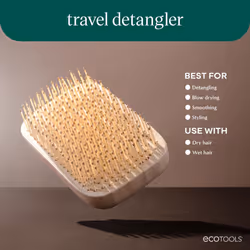 EcoTools Travel Detangler Hairbrush  Gently Detangle & Smooth Hair  Brush For Wet Or Dry Hair  Heat Resistant  Mini Renewable Bamboo Hairbrush For Sty