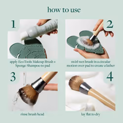 EcoTools Makeup Brush Cleansing Pad + Deep Clean Shampoo Bundle  Brush Cleaner Mat & Makeup Brush Cleanser For Deep Cleaning Tools  Clean Formula  Cru