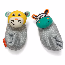 Infantino Foot Rattles  Zebra & Cheetah  Soft Baby Sock Rattles - Encourages Hand-Eye Coordination  Discovery Toy - Machine W ...