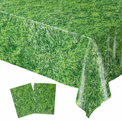 Blue Orchards Grass Table Covers (Pack of 2)  54x108 XL  Jungle Party Supplies  Woodland Birthday Party  Safari Table Covers  ...