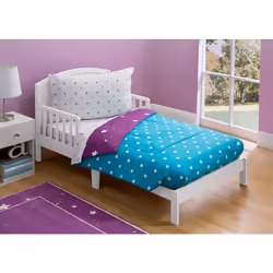 Delta Children 4 Piece Toddler Bedding Set for Girls - Reversible 2-in-1 Comforter - Includes Fitted Comforter to Keep Little Ones Snug  Bottom Sheet