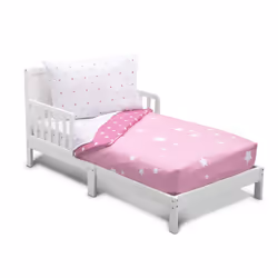 Delta Children 4 Piece Toddler Bedding Set for Girls - Reversible 2-in-1 Comforter - Includes Fitted Comforter to Keep Little ...