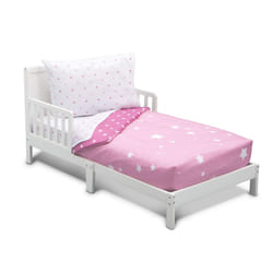 Delta Children 4 Piece Toddler Bedding Set for Girls - Reversible 2-in-1 Comforter - Includes Fitted Comforter to Keep Little Ones Snug  Bottom Sheet