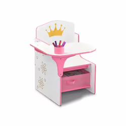 Delta Children Princess Crown Chair Desk with Storage Bin - Ideal for Arts & Crafts  Snack Time  Homeschooling  Homework & Mo ...
