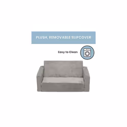 Serta Perfect Sleeper Extra Wide Convertible Sofa to Lounger - Comfy 2-in-1 Flip Open Couch/Sleeper for Kids, Grey