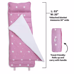 Delta Children Nap Mat with Included Pillow and Blanket for Toddlers and Kids; Features Carry Handle with Strap Closure and Name Tag; Rollup Design is