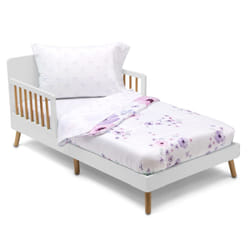 Delta Children 4 Piece Toddler Bedding Set for Girls - Reversible 2-in-1 Comforter - Includes Fitted Comforter to Keep Little Ones Snug  Bottom Sheet