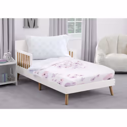 Delta Children 4 Piece Toddler Bedding Set for Girls - Reversible 2-in-1 Comforter - Includes Fitted Comforter to Keep Little Ones Snug  Bottom Sheet