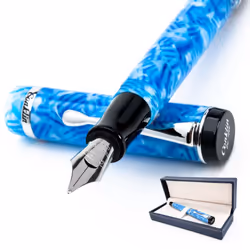 Conklin Duragraph Fountain Pen Ice Blue - Stub Nib Premium Writing Instrument for Calligraphy & Signatures