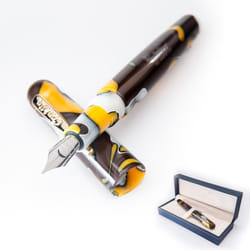Conklin All American Fountain Pen in Yellowstone - Stub Nib  Unique Yellow  Brown & White Design - Ideal Gift for Calligraphers & Pen Collec