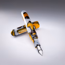 Conklin All American Fountain Pen in Yellowstone - Stub Nib  Unique Yellow  Brown & White Design - Ideal Gift for Calligraphers & Pen Collec