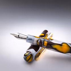 Conklin All American Fountain Pen in Yellowstone - Stub Nib  Unique Yellow  Brown & White Design - Ideal Gift for Calligraphers & Pen Collec