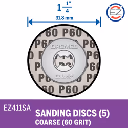 Dremel EZ Lock 60 Grit Sanding Discs for Rotary Tools  5-Pieces (EZ411SA)