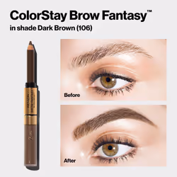 Revlon Eyebrow Gel & Pencil  ColorStay Brow Fantasy 2-in-1 Eye Makeup  Longwearing with Precision Tip  105 Brunette  0.04 Oz