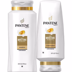 Pantene Moisturizing Shampoo 25.4 OZ and Silicon-Free Conditioner 24 OZ for Dry Hair Daily Moisture Renewal Bundle Pack Pac ...