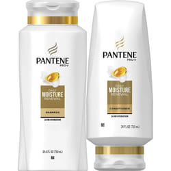 Pantene Moisturizing Shampoo 25.4 OZ and Silicon-Free Conditioner 24 OZ for Dry Hair  Daily Moisture Renewal  Bundle Pack Packaging May Vary