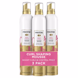 Pantene Curl Mousse For Curly Hair Tames Frizz for Soft Touchable Curls 6.6 Oz Each (Pack of 3)